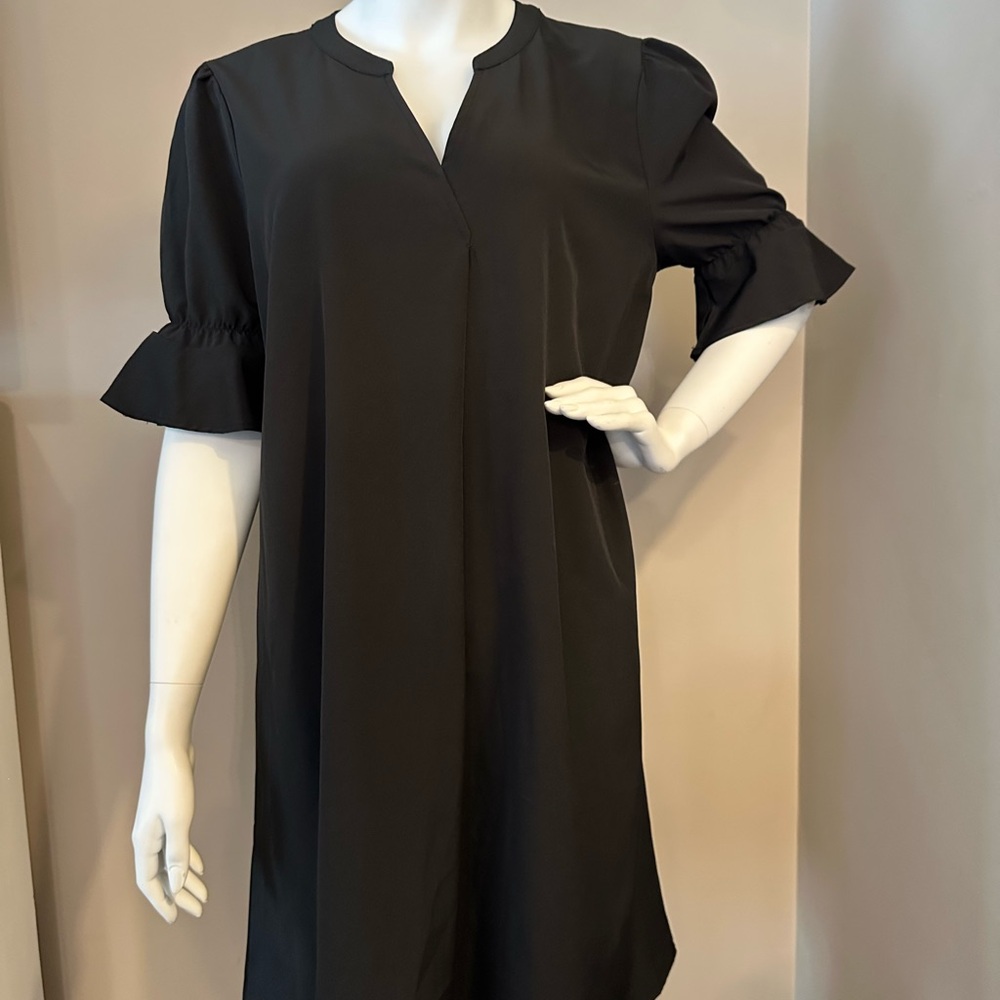 Elegant Black Ruffle Sleeve Dress